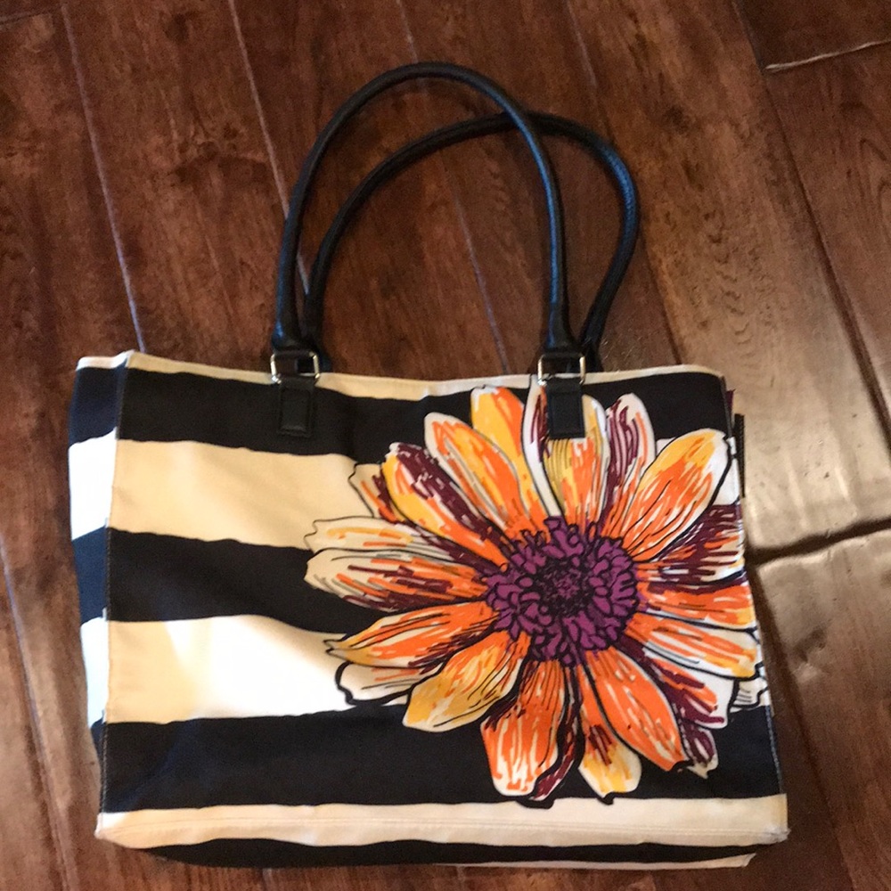 Black and white stripe tote